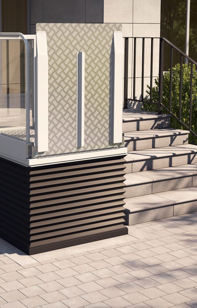 vertical platform lift exterior with ramp up AGB140 Barduva